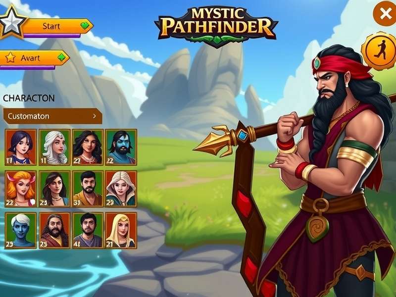 Mystic Pathfinder gameplay screenshot showing character customization and fantasy environment